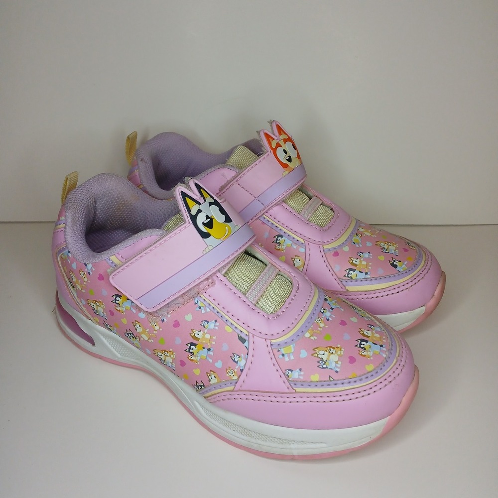Bluey & Bingo Toddler Girl Sneakers in Pink Size 1  strap school recess